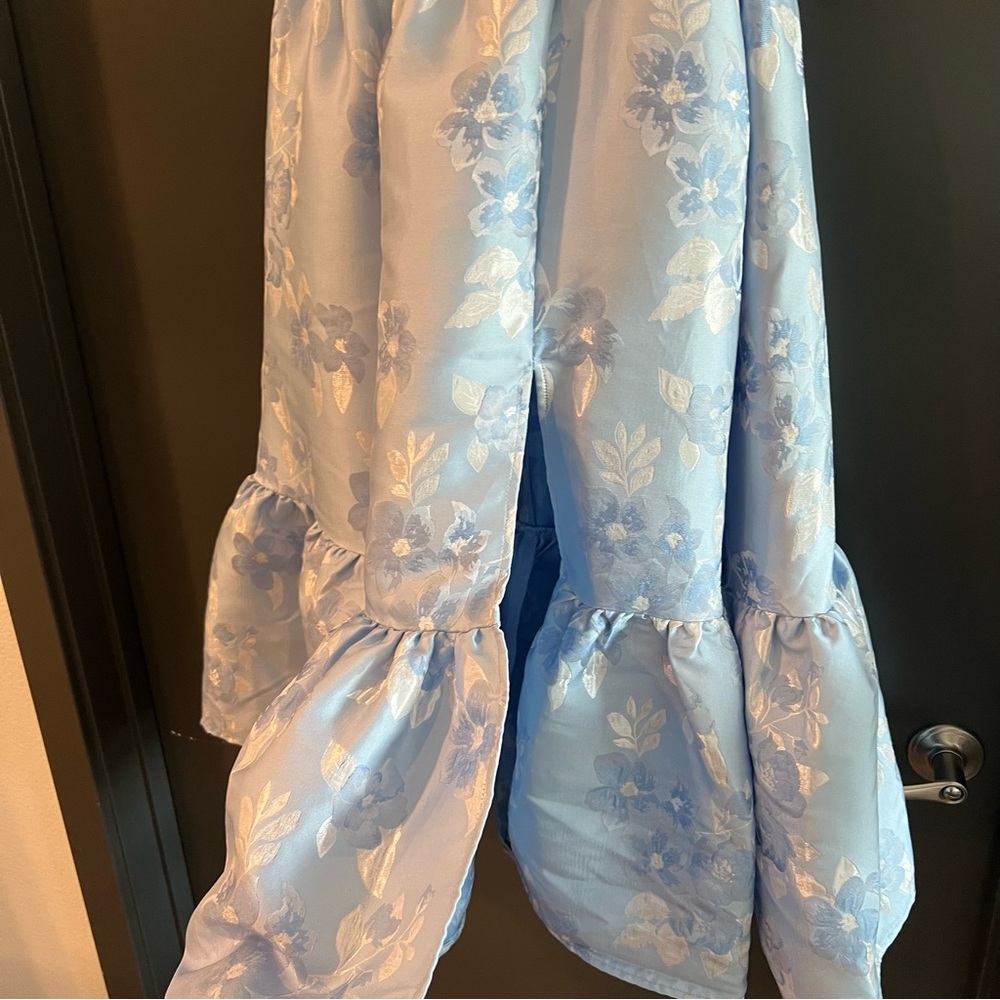 V. Chapman Virginia Chambray Blue Baroque Midi Dress Size 6 Corset Wedding Guest - Picture 5 of 13